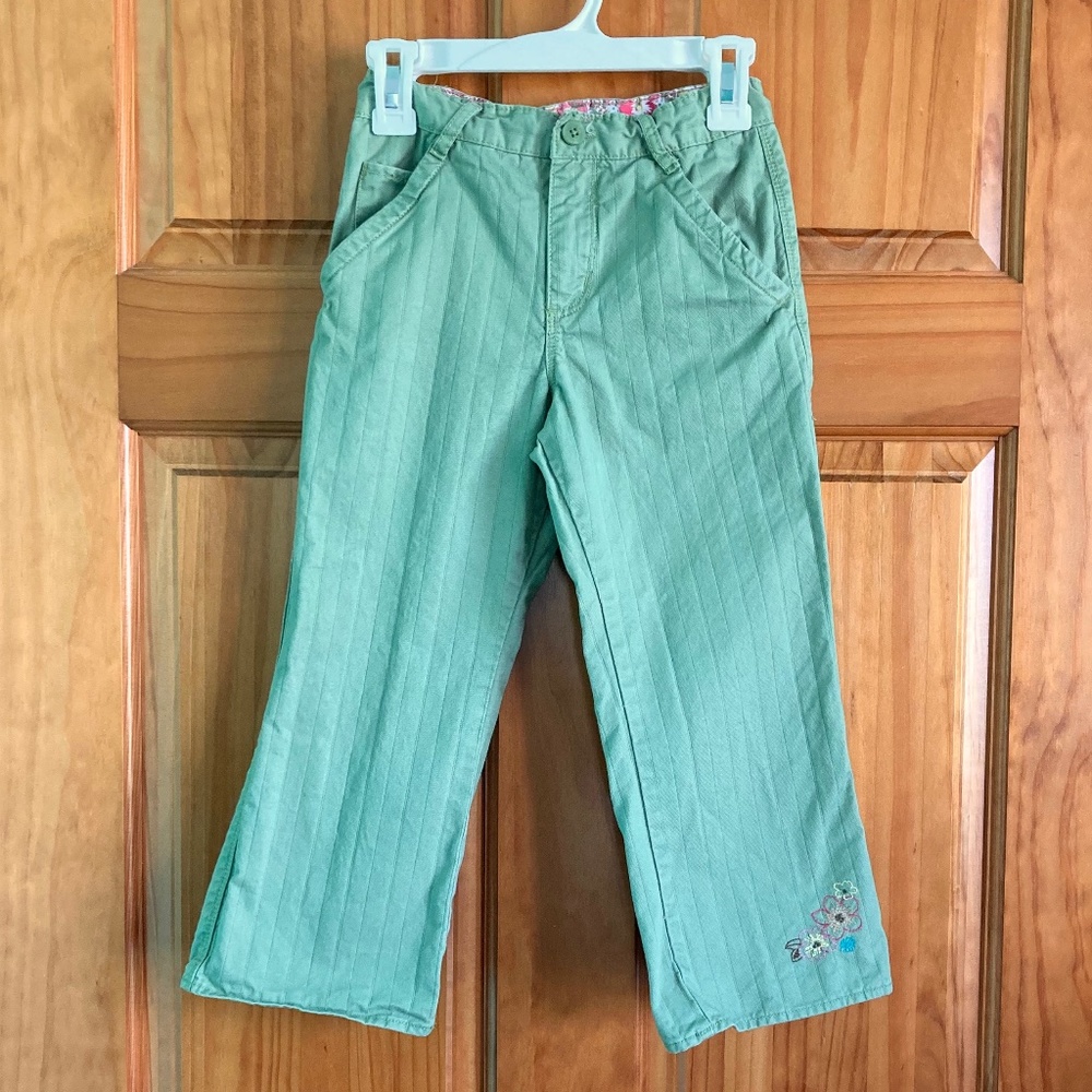 Girls size 6 Genuine Kids from Oshkosh green pants with adjustable waist